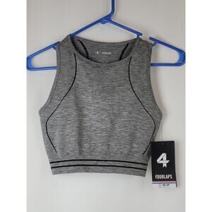 FourLaps Breathe Seamless Sports Bra XS/S Grey Heather Textured Gym/Workout NWT